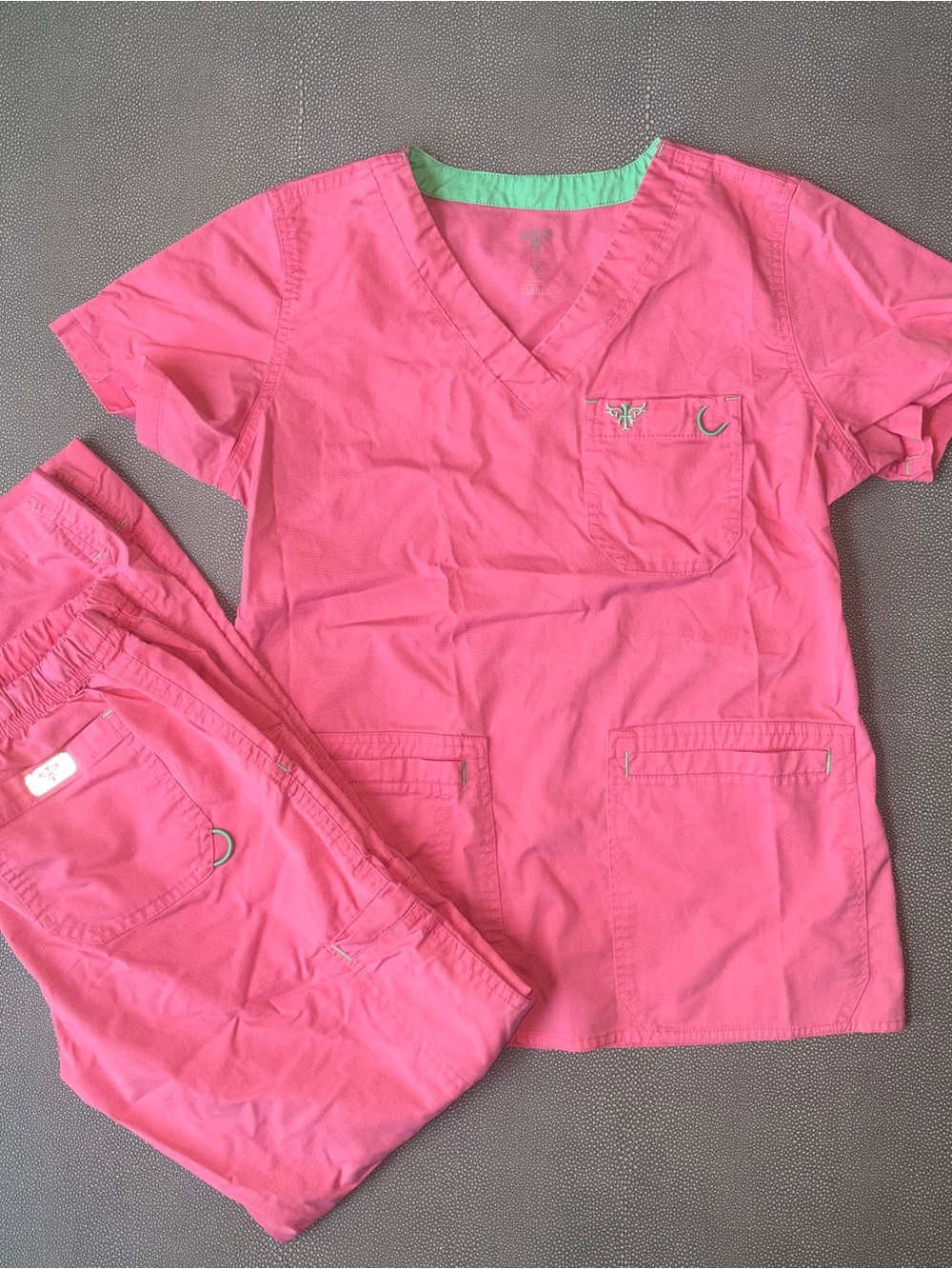 Med Couture Pink & Mint Trim Women's Medical Scrubs